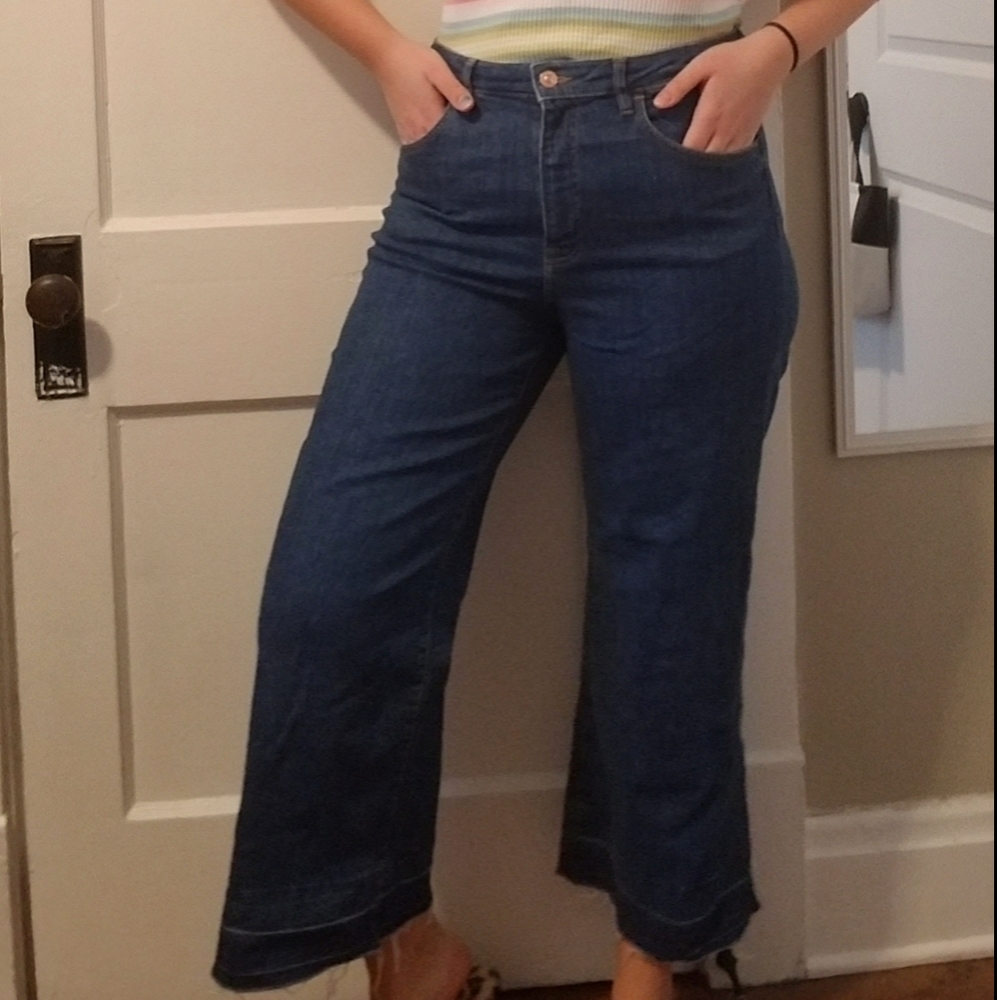 H&M Denim Cullotte High Rise Wide Leg Jean Size 33